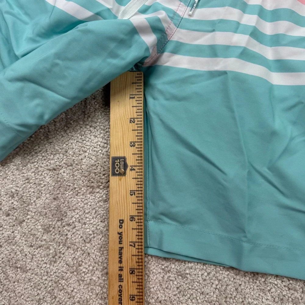 Chubbies Mens Large Swim Trunks Pink Teal Striped 7 Inch Inseam Shorts